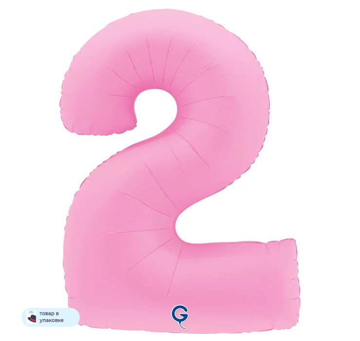 G Шар (40''/102 см) Цифра, 2, Розовая Сакура, Матовый, 1 шт. в уп.