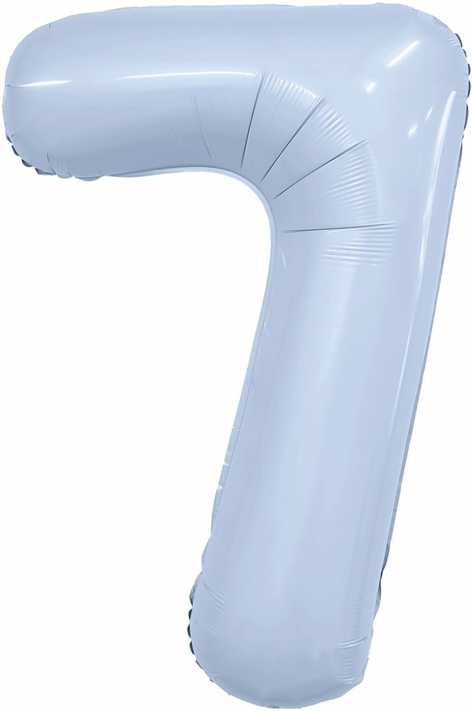 Шар (40''/102 см) Цифра, 7 Slim, Небесный, 1 шт. в уп.