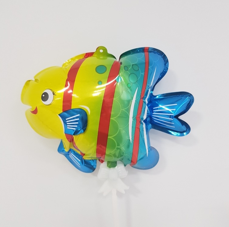 Шар-фигура "Рыбка яркая" самодув 6" на палочке, 18см