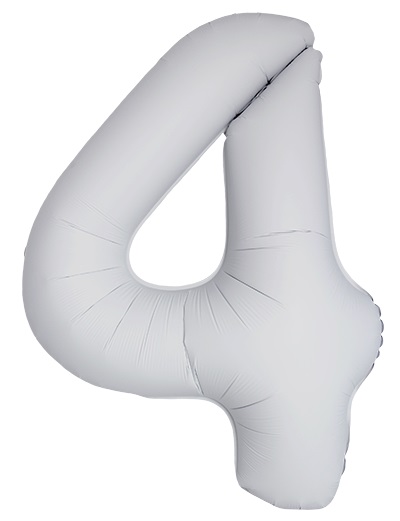 FM Шар (40''/102 см) Цифра, 4 Slim, Белый, Матовый, 1 шт. в уп.