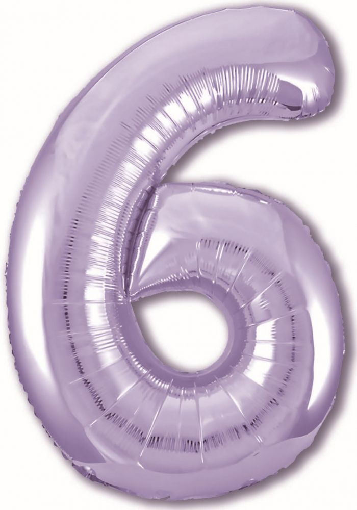 Шар (40''/102 см) Цифра, 6, Slim, Пастельный фиолетовый, в упаковке, Россия