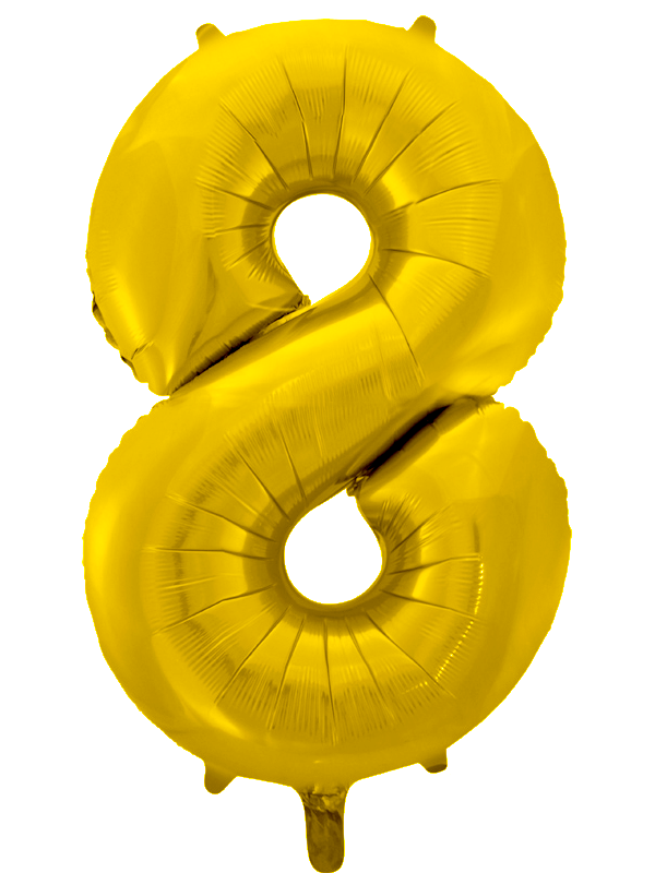 Воздушный шар (34''/86 см) Цифра, 8, Золото, 1 шт., Китай