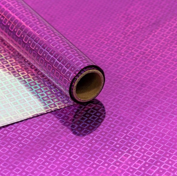 Упаковочная пленка (0,7*8,1 м) Пурпурный, Голография, 1 шт.