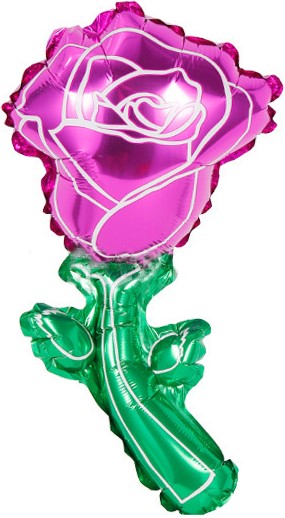 Шар с клапаном (14''/36 см) Мини-цветок, Роза, Ярко-розовый, 1 шт.