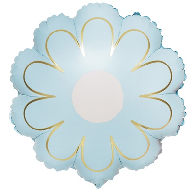 Шар (21"/53см) Фигура, Цветок Ромашка голубая с золотом в уп.