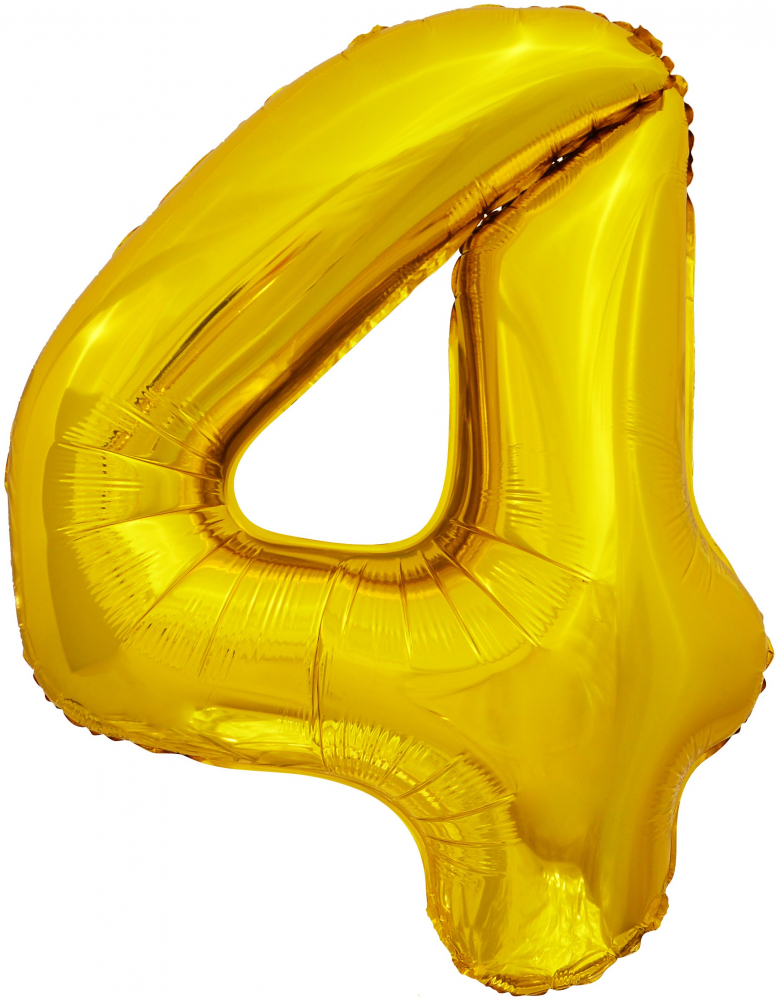 Шар (34''/86 см) Цифра, 4 ЭКО, Золото, 1 шт. в упак