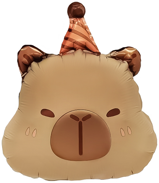 Шар с клапаном (14''/36 см) Мини-фигура, Капибара в колпачке, 1 шт.