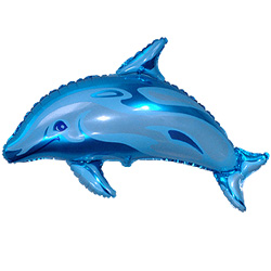 FM Шар (14''/36 см) Мини-фигура, Дельфин фигурный, Синий