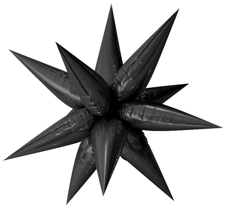 Шар 3D (26''/66 см) Звезда, Составная, Черный, 1 шт. в уп.
