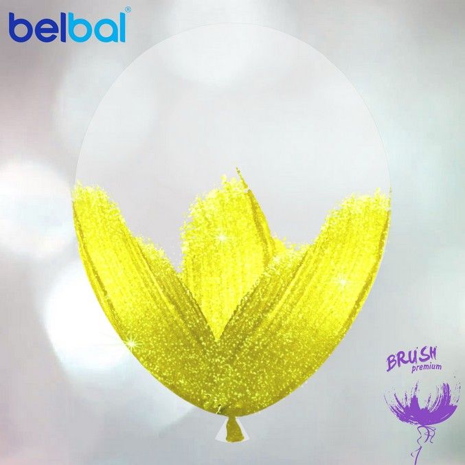 Браш Belbal (14”35 см) Кристалл +желтый/10 шт