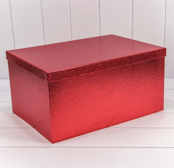 Коробка  "Кожа крокодила" Красная  34,5*24,5*14,5 см