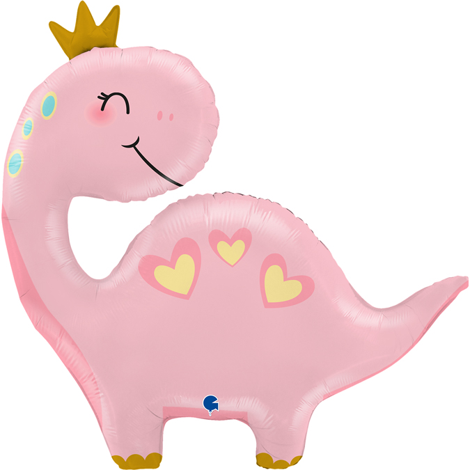 G Шар (28''/71 см) Фигура, Динозаврик Принцесса, Розовый, 1 шт.
