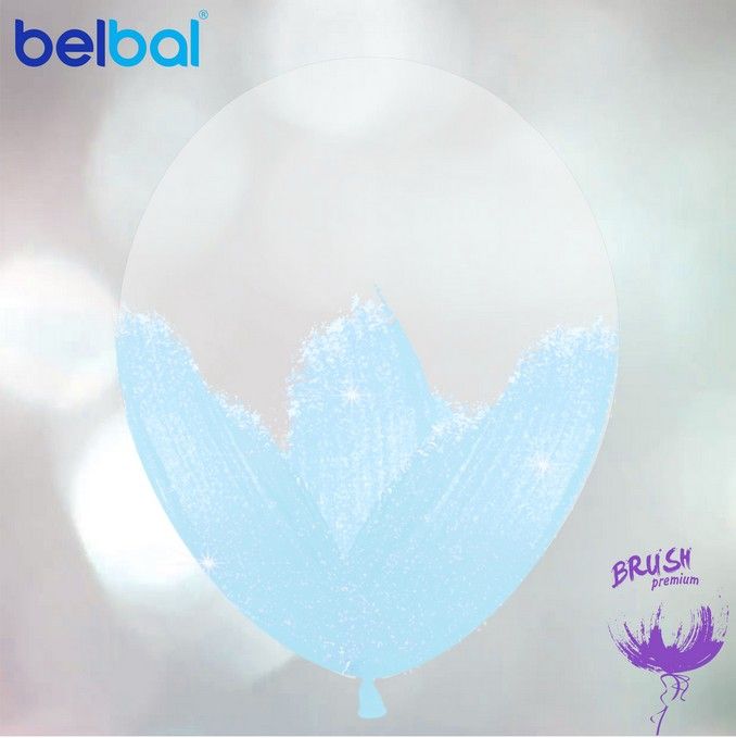 Браш Belbal (14”35 см) Кристалл +голубой макарунс/ 5 шт
