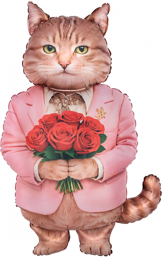 Шар (42''/107 см) Фигура, Кот Романтик, Сатин, 1 шт. в уп.