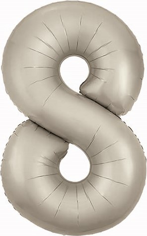 Шар (40''/102 см) Цифра, 8 Slim, Кремовый, Сатин, 1 шт.