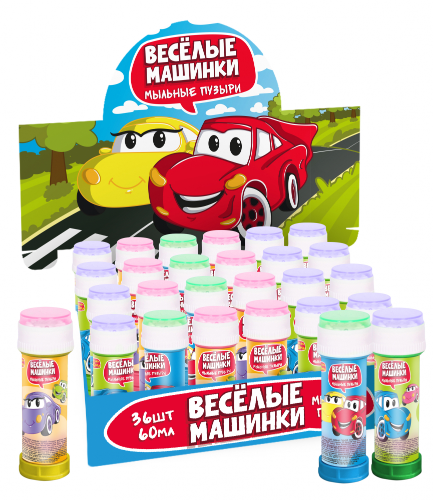 Мыльные пузыри Веселые машинки, 60 мл, 1 шт.