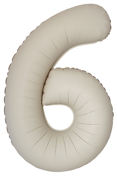 FM Шар (40''/102 см) Цифра, 6 Slim, Кремовый Латте, Матовый, 1 шт. в уп.