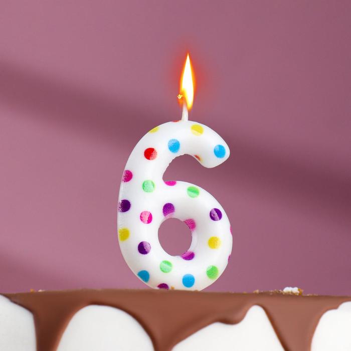 Свеча цифра с точками "6", 5 см