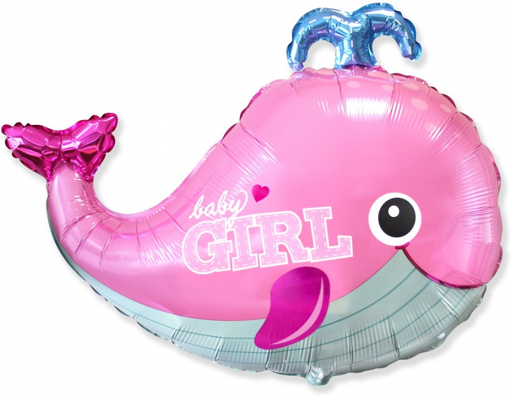 FM Шар (34''/86 см) Фигура, Маленький кит для девочки, Розовый