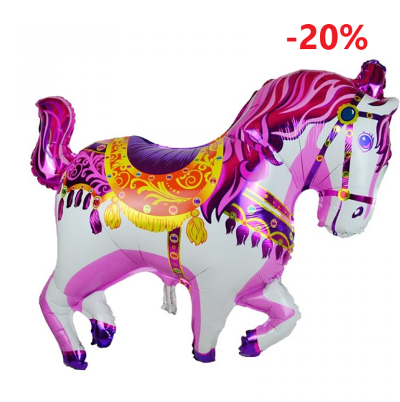 Шар (40"/100см)Фигура,Лошадка карусельная розовая,Китай 
