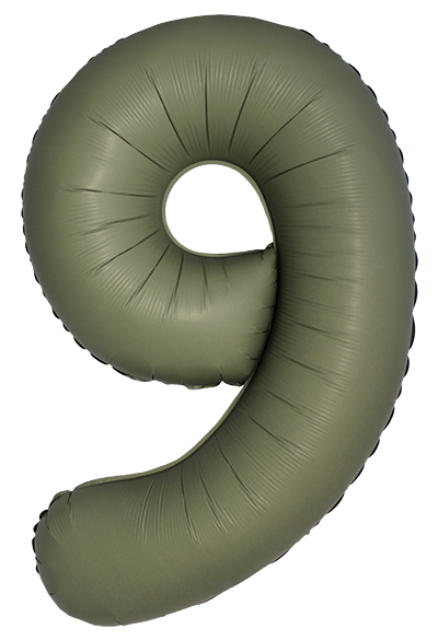 FM Шар (40''/102 см) Цифра, 9 Slim, Оливковый, Матовый, 1 шт. в уп.