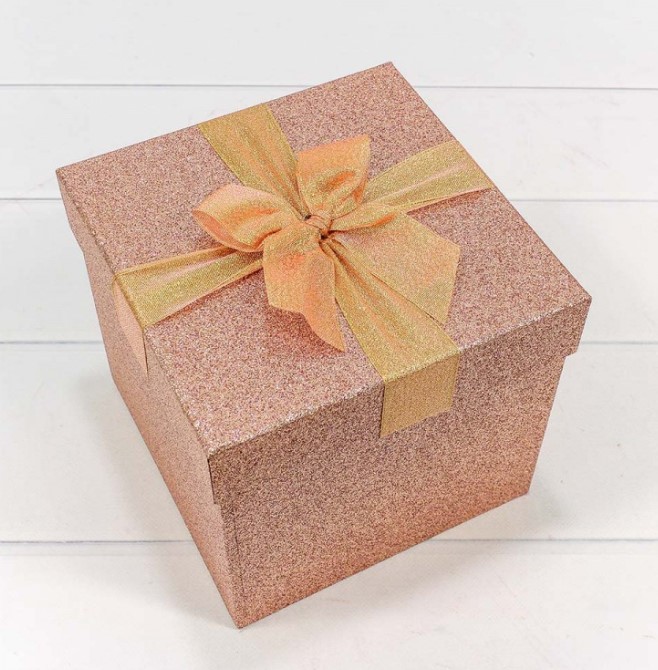 Коробка Куб "Блеск" Розовое золото, 18*18*16 см