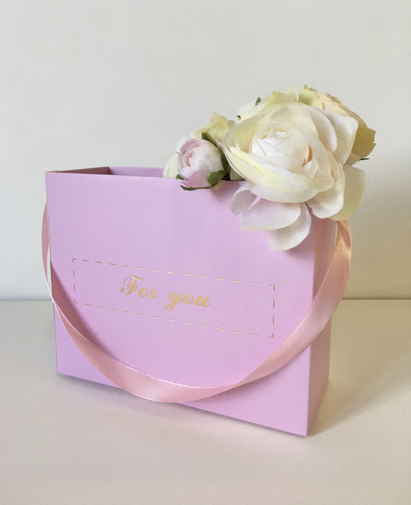 Коробка-сумка с ручкой 20*16*8см/10шт розовая For you