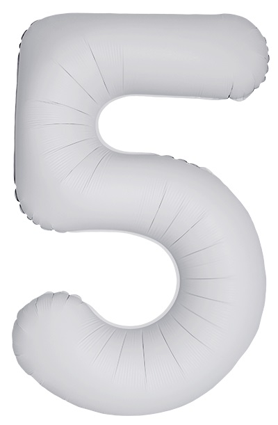 FM Шар (40''/102 см) Цифра, 5 Slim, Белый, Матовый, 1 шт. в уп.