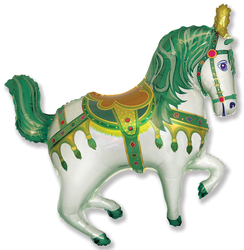 FM Шар (39''/99 см) Фигура, Цирковая лошадка, Зеленый, 1 шт.