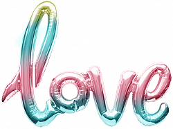 Шар (40''/102 см) Фигура, Надпись "Love", Нежная радуга, Градиент, 1 шт.