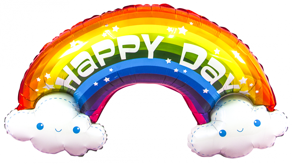 FM Шар (39''/99 см) Фигура, Радуга в облаках, Happy Day, 1 шт.