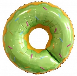 Шар (27''/69 см) Фигура, Пончик, Зеленый, 1 шт. Китай