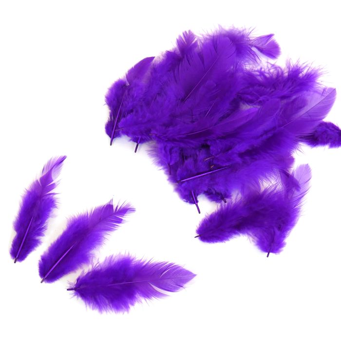Перья цветные 8-10см фиолетовые (100 шт./уп.)