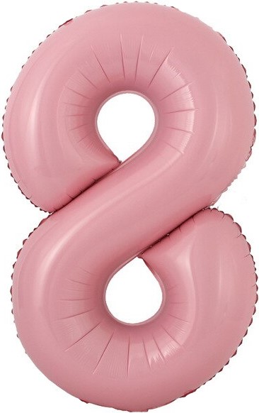 Шар с клапаном (16''/41 см) Мини-цифра, 8, Розовый, 1 шт.