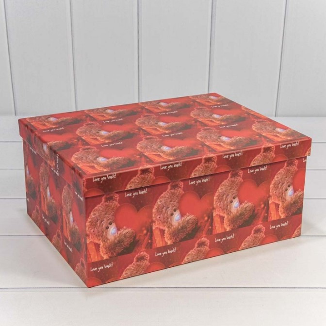 Коробка подарочная "Мишка с сердцем" Красная 18,8*12,7*7,5 см