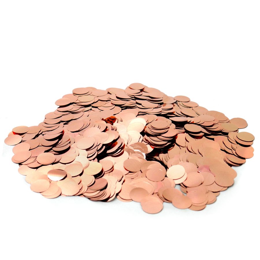 Конфетти фольга Круги 1,5 см розовое золото (50 гр/уп.)