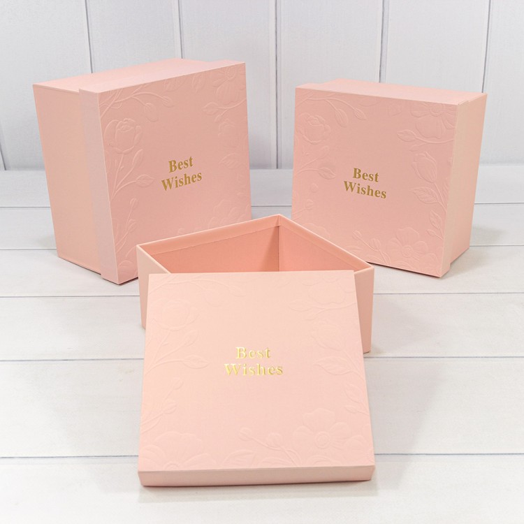 Коробка Квадратная "Best Wishes", Розовая 21*21*12,3 см