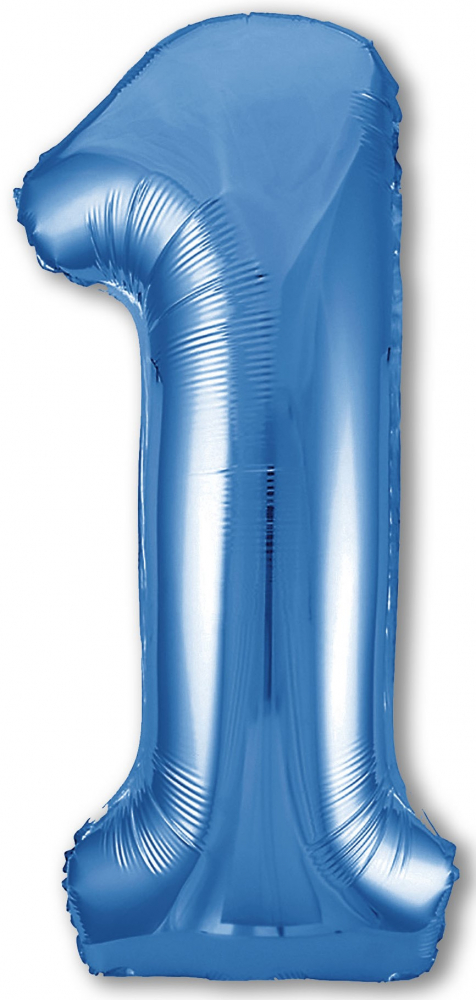 Шар (40''/102 см) Цифра, 1, Slim, Синий, в упаковке, Россия