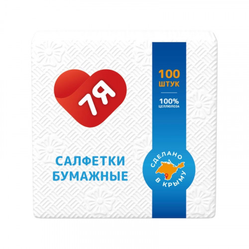 Салфетка 7Я Белая, 25*25 см. / 100 шт.