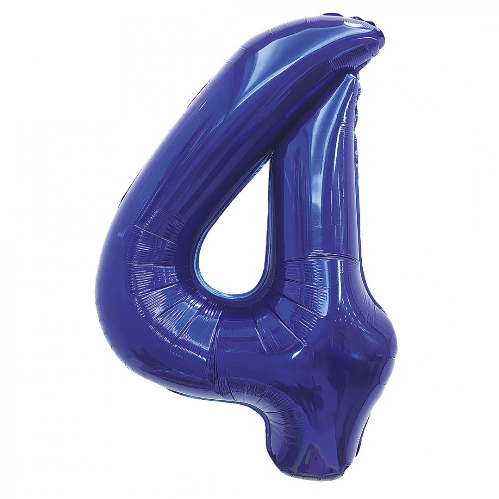 Шар (32''/81 см) Цифра, 4, Темно-синий, 1 шт. в уп