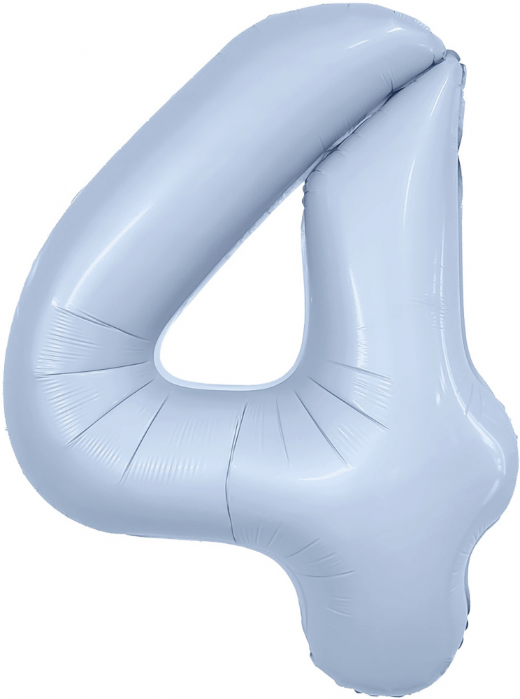 Шар (40''/102 см) Цифра, 4 Slim, Небесный, 1 шт. в уп.