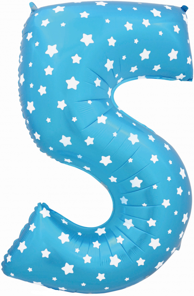 Шар (40''/102 см) Цифра, 5, Голубой, 1 шт. в уп.