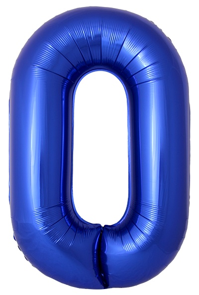FM Шар (40''/102 см) Цифра, 0 Slim, Синий хром, Металлик, 1 шт. в уп.