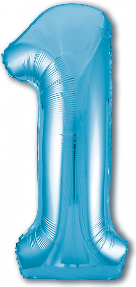 Шар (40''/102 см) Цифра, 1, Slim, Холодный голубой, в упаковке, Россия