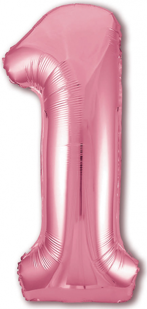 Шар (40''/102 см) Цифра, 1, Slim, Фламинго, в упаковке, Россия