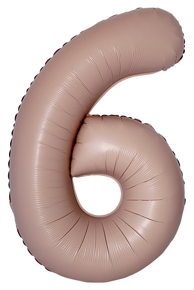 FM Шар (40''/102 см) Цифра, 6 Slim, Винтажная роза, Матовый, 1 шт. в уп.