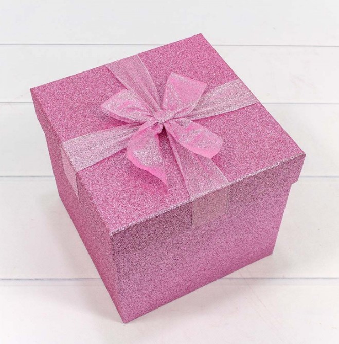 Коробка Куб "Блеск" Розовый, 20*20*18,3 см