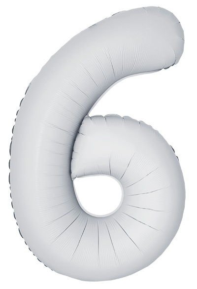FM Шар (40''/102 см) Цифра, 6 Slim, Белый, Матовый, 1 шт. в уп.