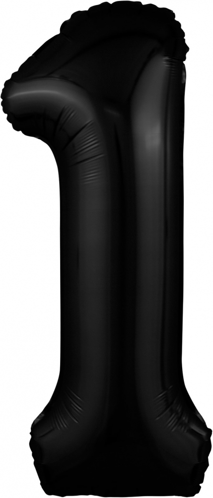 Шар (40''/102 см) Цифра "1" Slim, Черный блеск, в упаковке, Россия
