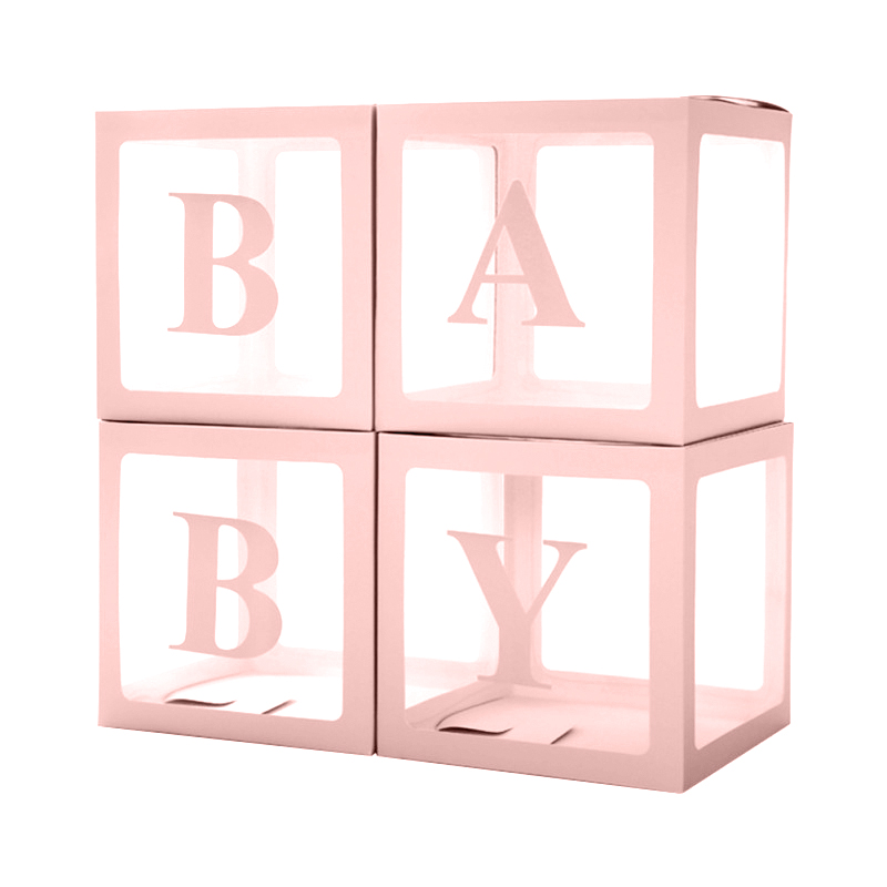 Набор коробок для воздушных шаров Baby, Нежно-розовый, 30*30*30 см, в упаковке 4 шт.